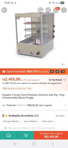 Máquina de assar frangos giratória