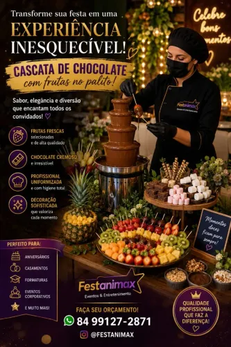 Cascata de chocolate com frutas