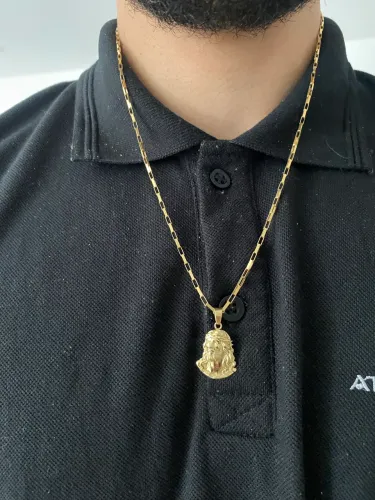 Corrente maciça e pingente ouro 18k 