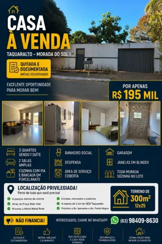 Vendo casa em taquaralto morada do sol1