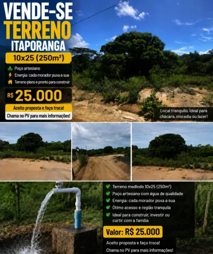 Itaporanga terreno ou construção por 90mil