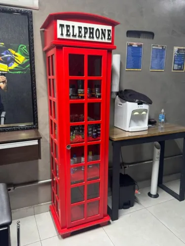 Cabine Telefônica Londres Expositora MDF - Com vidros