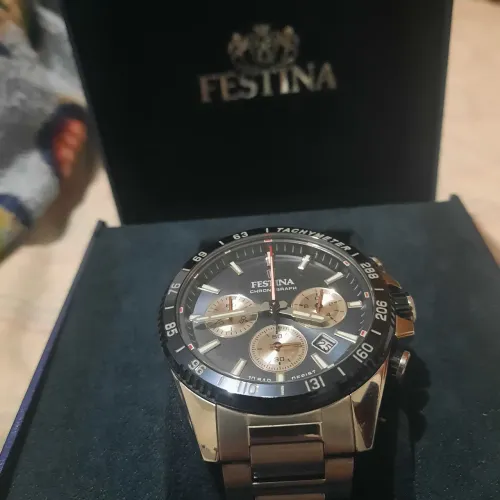 Relógio Festina Chronograph Tachymeter Azul Original + Caixa