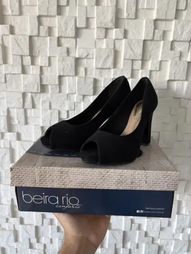 beira rio conforto peep toe preto salto alto tam.36