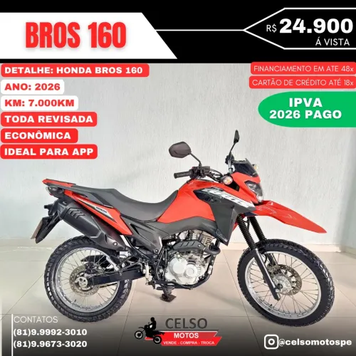 BROS 160 2026 c/7.000km IPVA26 PAGO FINANCIO 48x aceito sua moto