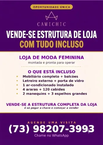 PASSA-SE LOJA DE MODA FEMININA - ESTRUTURA DE PONTO COMERCIAL MONTADA