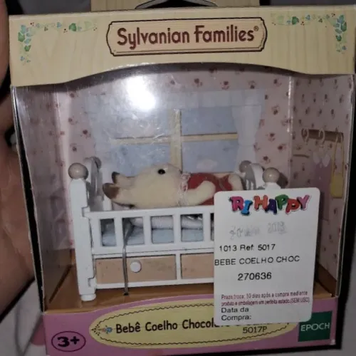 *loja inativa temporariamente* Sylvanian Families Bebê Coelho Chocolate e Cama 5017P