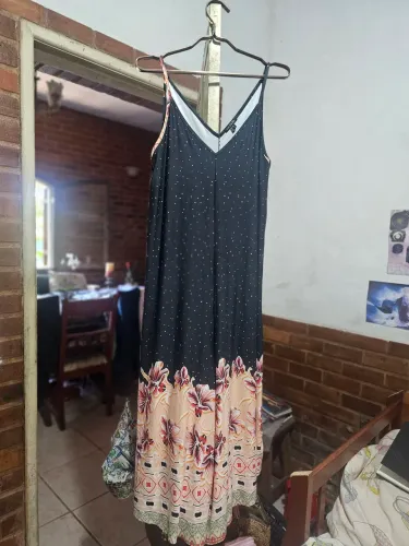 Vestido Zinzane azul escuro estampa bolinha GG