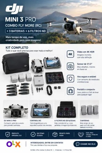 DJI MINI 3 PRO COMBO FLY MORE - KIT COMPLETO!