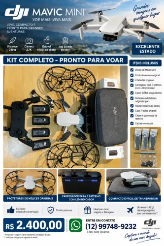 DJI Mavic Mini Completo - 4 Baterias + Acessórios Originais - Excelente Estado