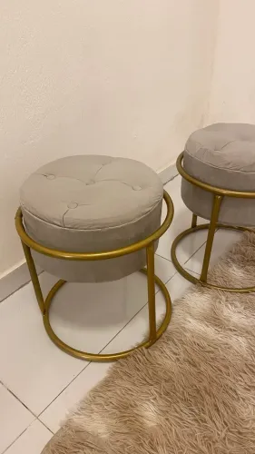 Puff Redondo Argola Decoraçao Quarto Banqueta Ferro Pulf Penteadeira Sala Banco Moderno
