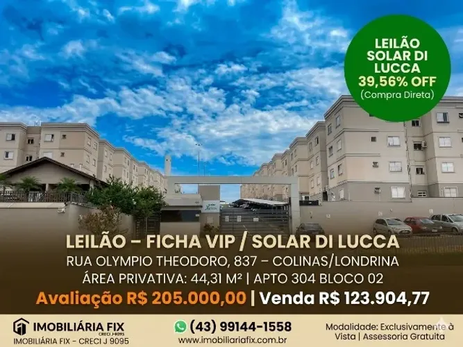? LONDRINA - Ficha VIP / LEILÃO Solar Di Lucca