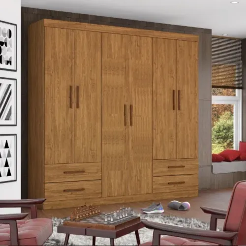 Guarda-Roupa Nobre Plus 6 Portas Cinamomo com Gavetas