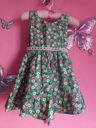 Vestido infantil luxo verde floral 1 a 2 anos