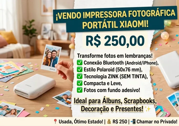 VENDO IMPRESSORA FOTOGRÁFICA PORTÁTIL XIAOMI - R$ 250,00