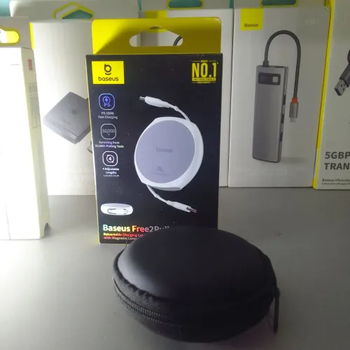 Baseus cabo da carregamento tipo c duplo 100W retrátil 1M + estojo de Brinde