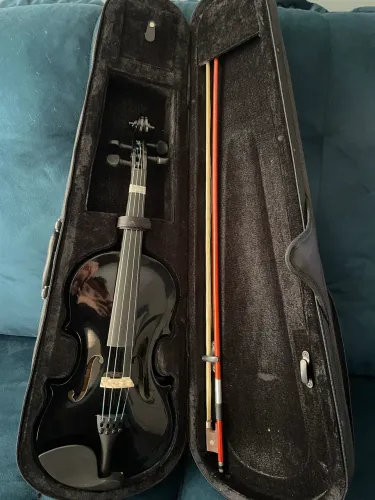 Violino Preto 4/4 Completo Orquezz em Madeira Laminada
