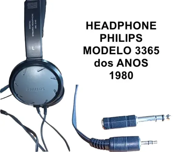 Headphone Vintage Philips SBC 3365 - Com Controle de Volume no Cabo