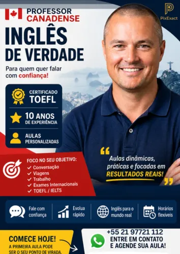  Aulas de inglês online - Professor canadense certificado | Mais de 10 anos de experiência