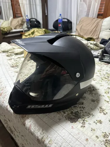 Capacete ASW Motard/Trilha Preto Fosco com Viseira