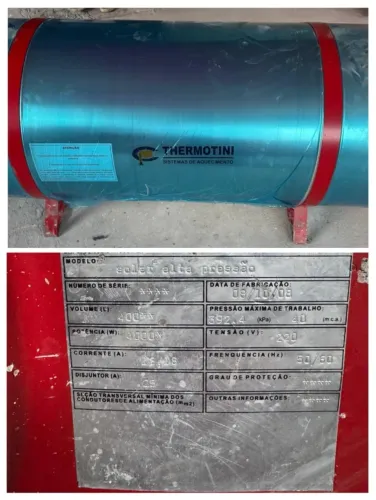 Boiler Thermotini Modelo Solar Alta Pressão Volume 400L Potencia 4000W