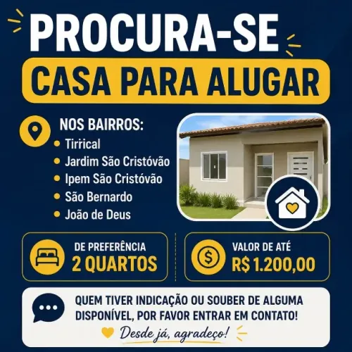 PROCURA-SE CASA PARA ALUGAR