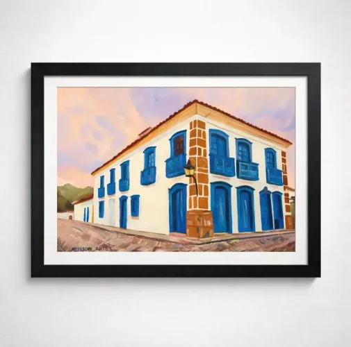 Quadro Pintura Original Casario Colonial Paraty / Ouro Preto A3