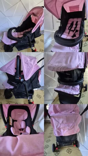 Vendo carrinho rosa com bb conforto , Modelo:voyage delta em bom estado de conservação 