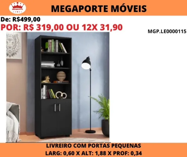 Estante Livreiro com Portas Pequenas