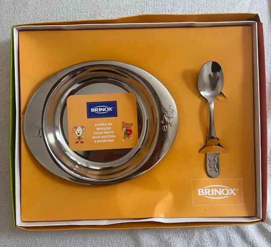 Kit Infantil Brinox Pratinho e Colher NOVO