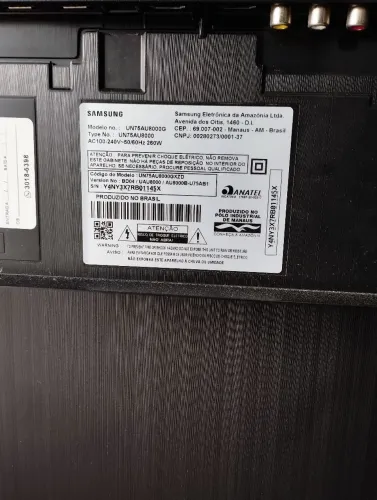 Tv Samsung Un 75 au 8000b(tela quebrada)