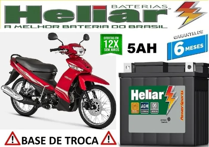 Bateria Heliar 5Ah Yamaha Cryption 115cc 12v Automotivo