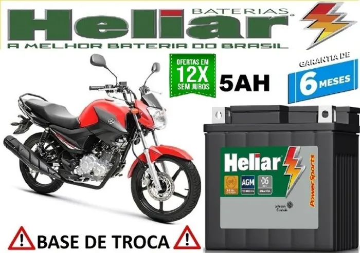 Bateria Heliar 5Ah Yamaha Factor 150cc 12v Automotivo