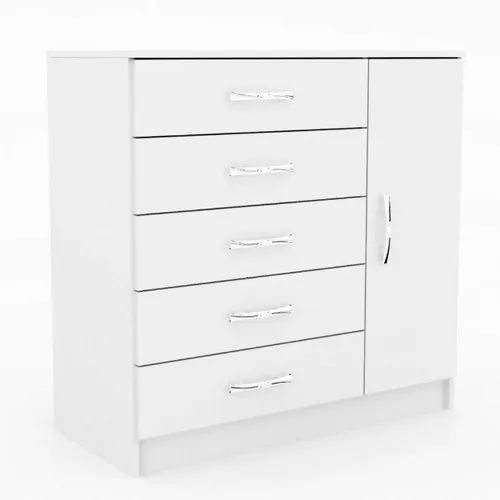 Cômoda 5 Gavetas 1 Porta Branco Frete Grátis - Até 12x S/ Juros