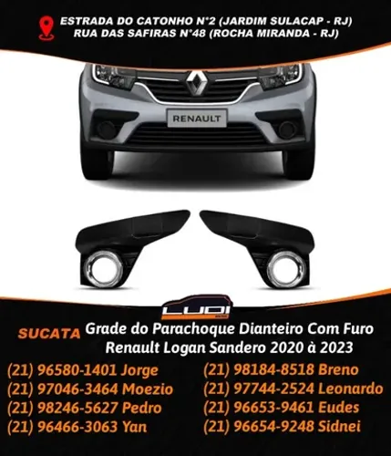 Grade do Parachoque Dianteiro Com Furo Renault Logan Sandero 2020 à 2023