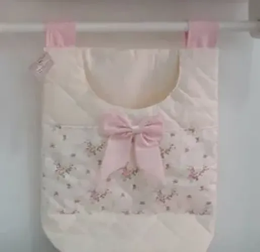 Porta Fraldas 2 Peças para Varão Floral Rosa Menina