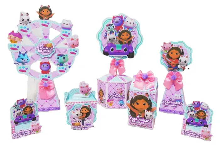 Kit festa infantil personalizado 10 itens - A casa Magica de Gabby