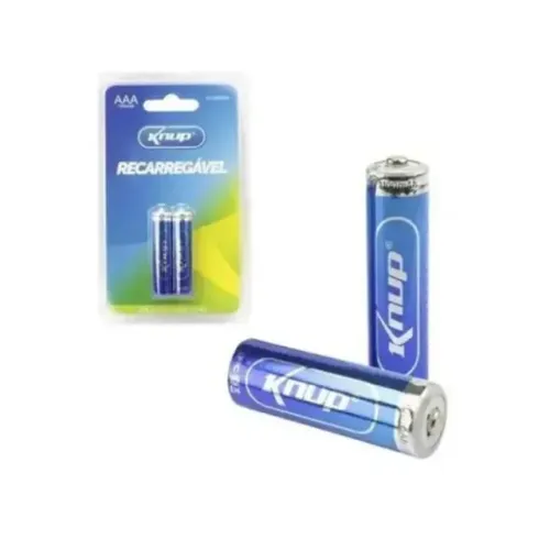 Kit 2 Pilhas Palito AAA Recarregáveis 1100mAh 1,2V