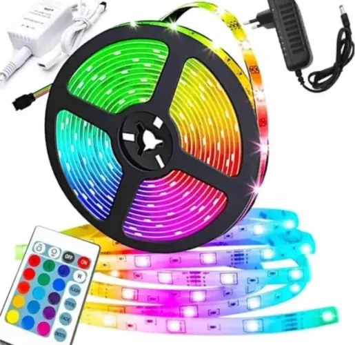 Fita Led RGB 5050 Colorida 5 Metros 16 Cores Com Fonte e Controle 