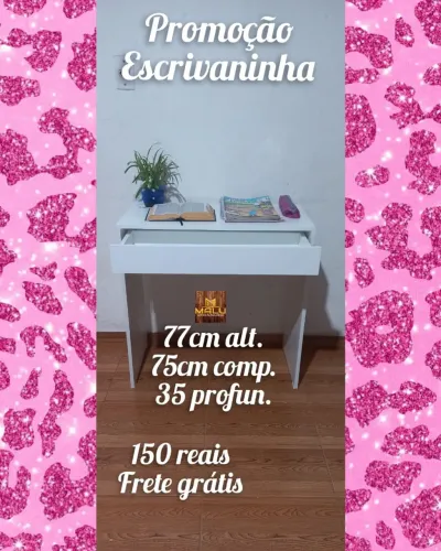 Escrivaninha Branca 77cm Alt. 75cm Comp. 35cm Prof. Frete Grátis