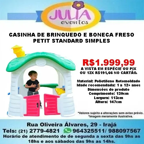 CASINHA DE BRINQUEDO E BONECA FRESO PETIT STANDARD SIMPLES INFANTIL