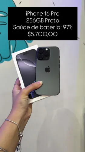 iPhone 16 Pro 256GB Preto Saúde da Bateria 97% R$5.700,00