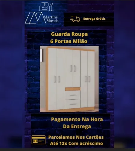 GRANDE PROMOÇÃO*GUARDA ROUPA 6 PORTAS ENTREGA GRÁTIS ACEITA CARTÃO 