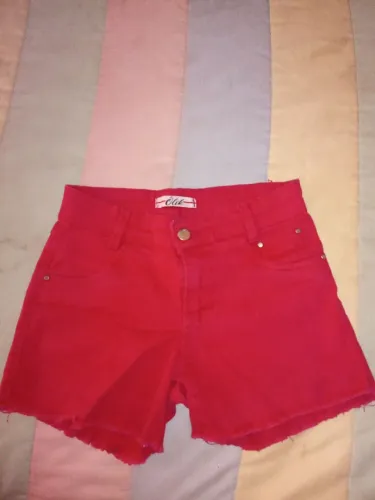 Short Jeans Vermelho Infantil 14 anos