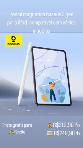 Pencil Magnética Baseus 2ª Geração para iPad