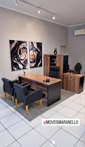 Conjunto MESA e ARMÁRIOS DE ESCRITORIO NOGAL/PT - MÓVEIS IKOMIXOFFICE 
