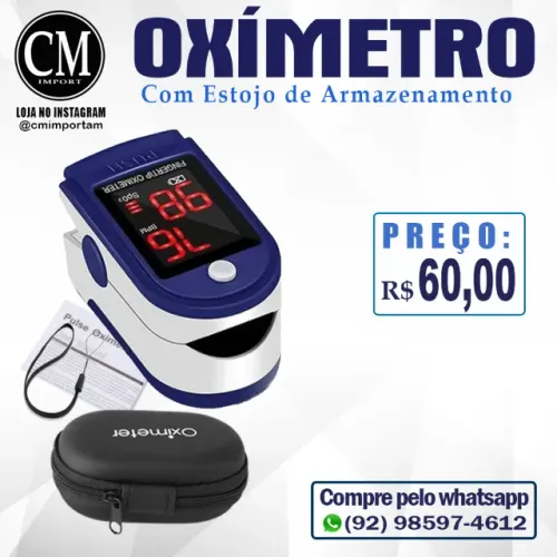 Oxímetro Digital + Estojo de Armazenamento.