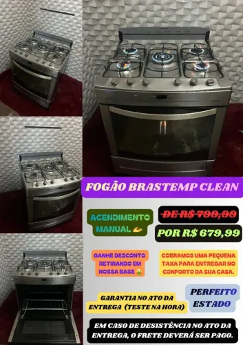 Fogão Brastemp clean 5 bocas cinza