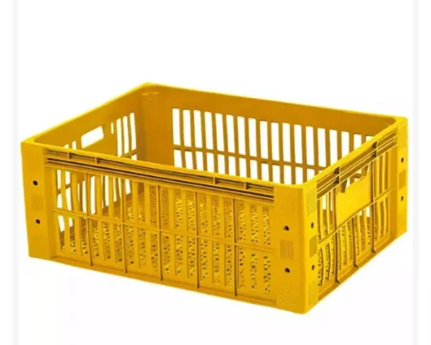 Cesto plástico amarelo para transporte e organização