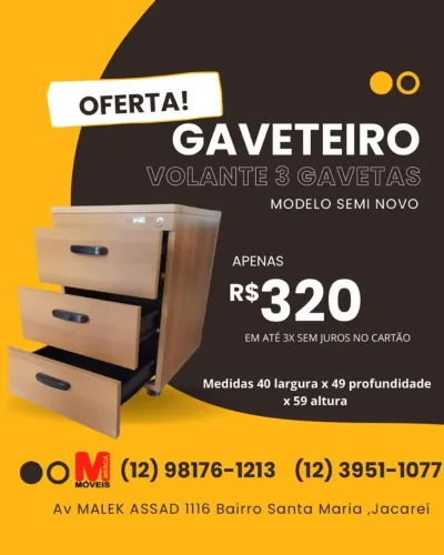 Gaveteiro volante semi novo
